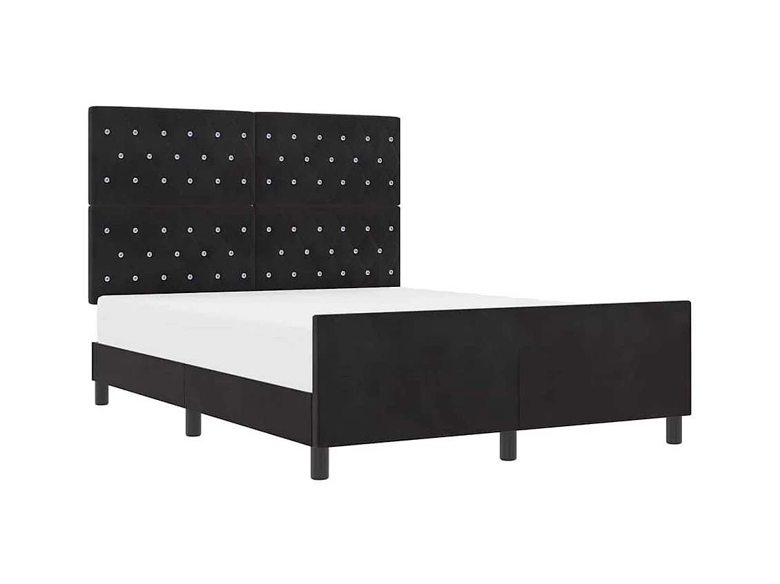 Cadre de lit avec tête de lit Noir 140 x 190 cm Velours