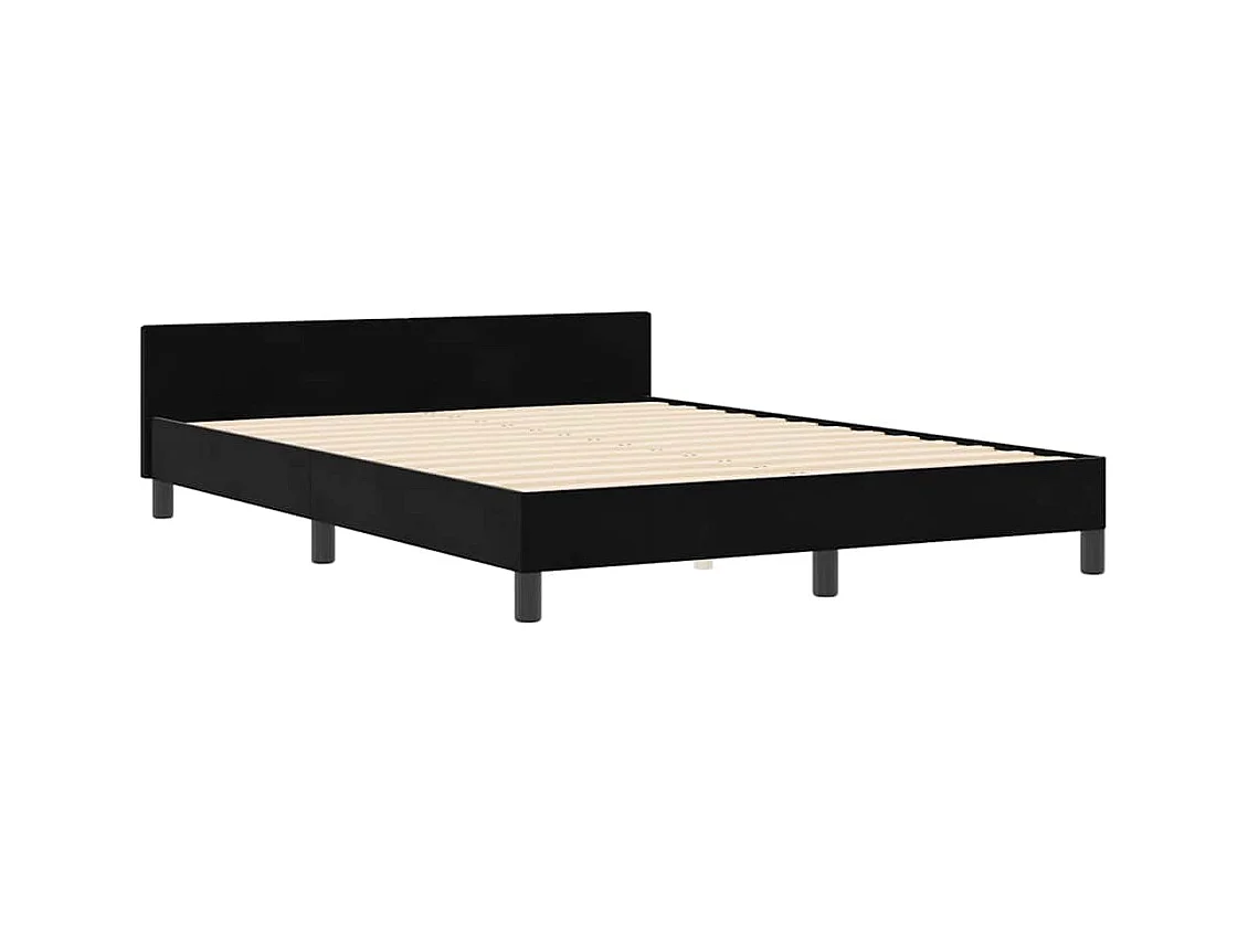 Estructura de cama con cabecera Negro 140 x 190 cm Terciopelo