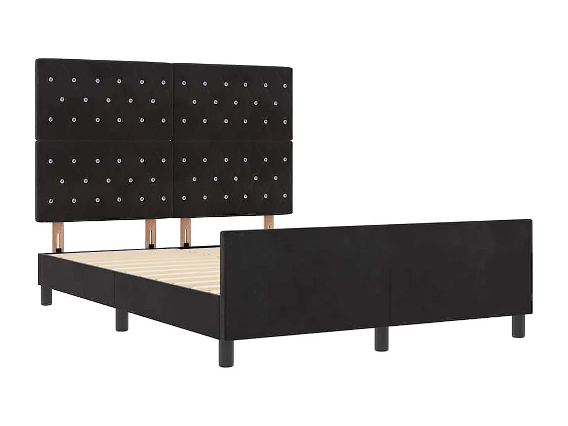 Estructura de cama con cabecera Negro 140 x 190 cm Terciopelo