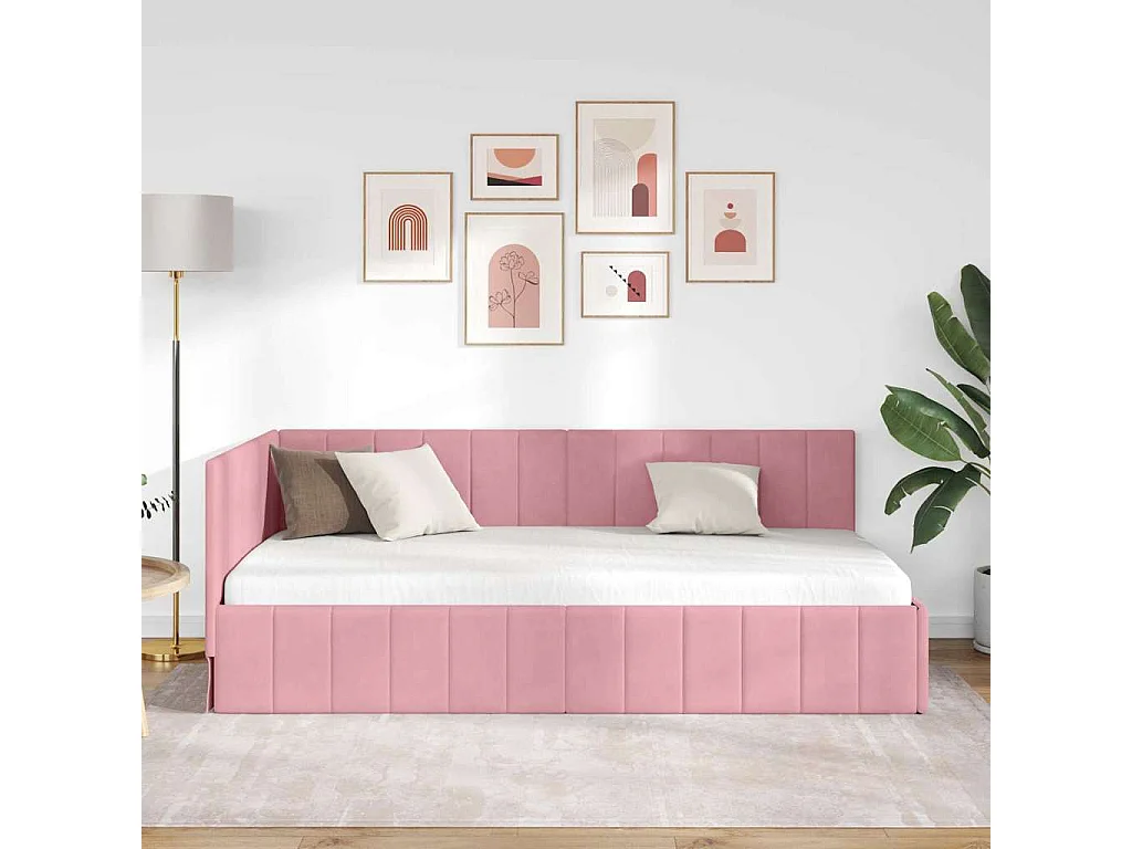 met hoofdeinde Roze 90 x 200 cm Fluweel