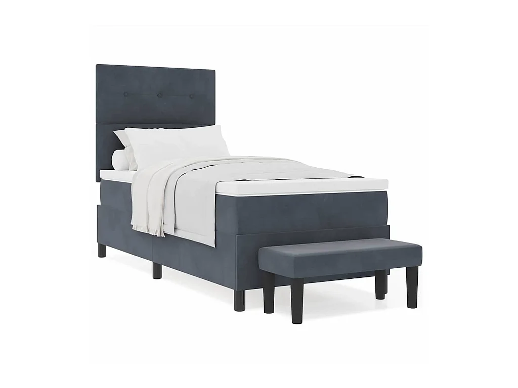 Cadre de lit avec matelas Gris foncé 80 x 200 cm Velours