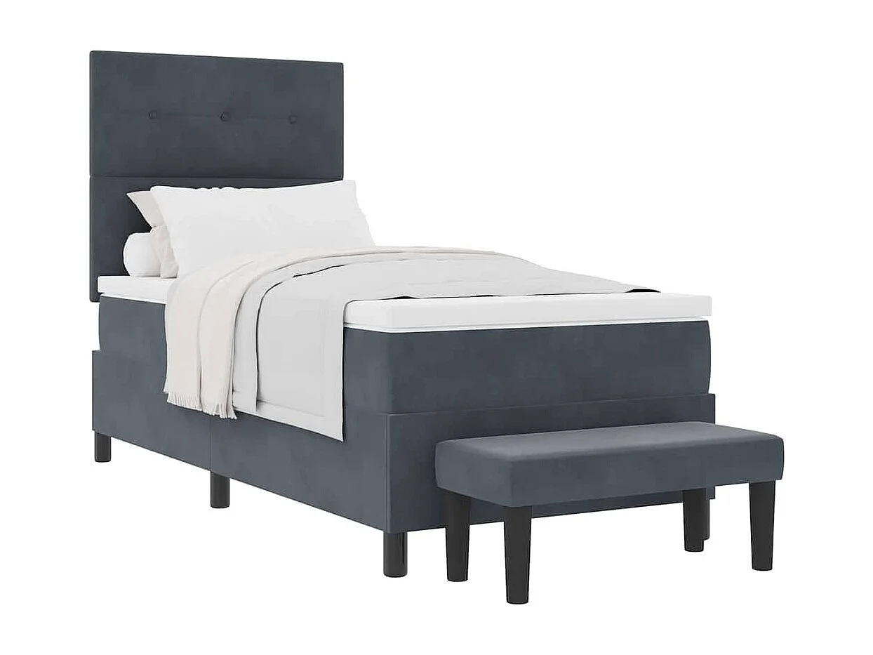 Cama tipo Box Spring Gris oscuro 80 x 200 cm Terciopelo