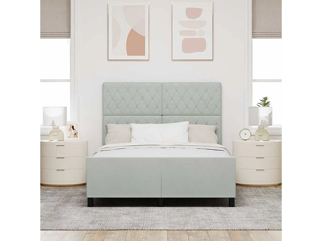 Estructura de cama Gris claro 140 x 190 cm Terciopelo