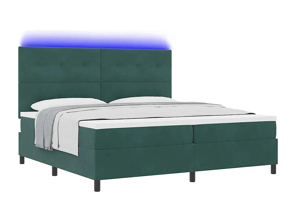 Cama tipo Box Spring Verde oscuro 200 x 200 cm Terciopelo