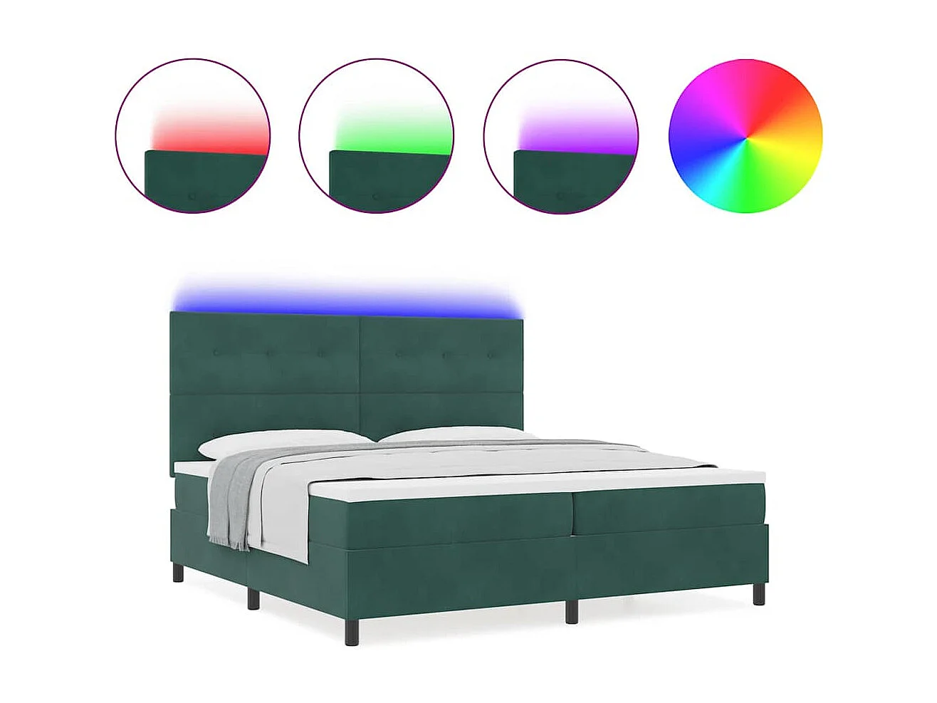 Cama tipo Box Spring Verde oscuro 200 x 200 cm Terciopelo