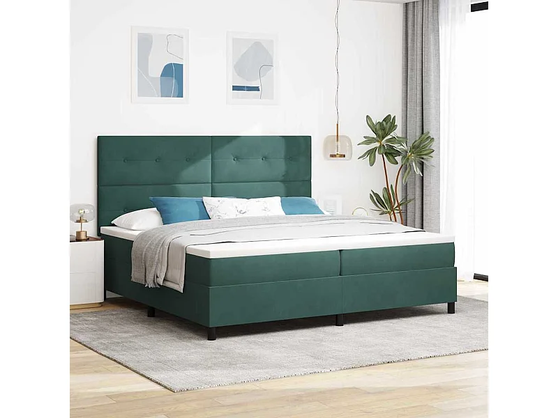 Cama tipo Box Spring Verde oscuro 200 x 200 cm Terciopelo
