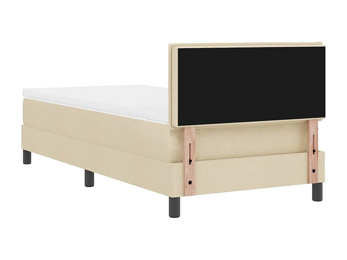 Cadre de lit avec matelas Crème 90 x 190 cm tissu