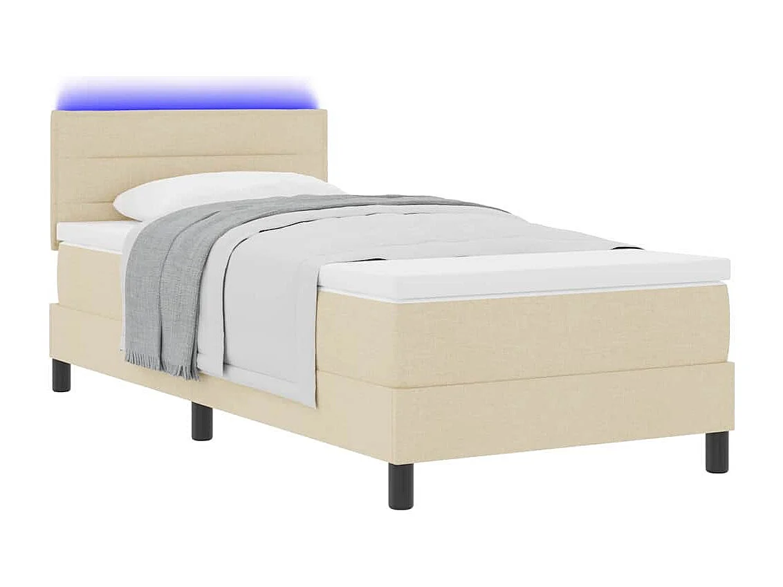 Boxspring bed met matras met hoofdeinde Crème 90 x 190 cm Stof