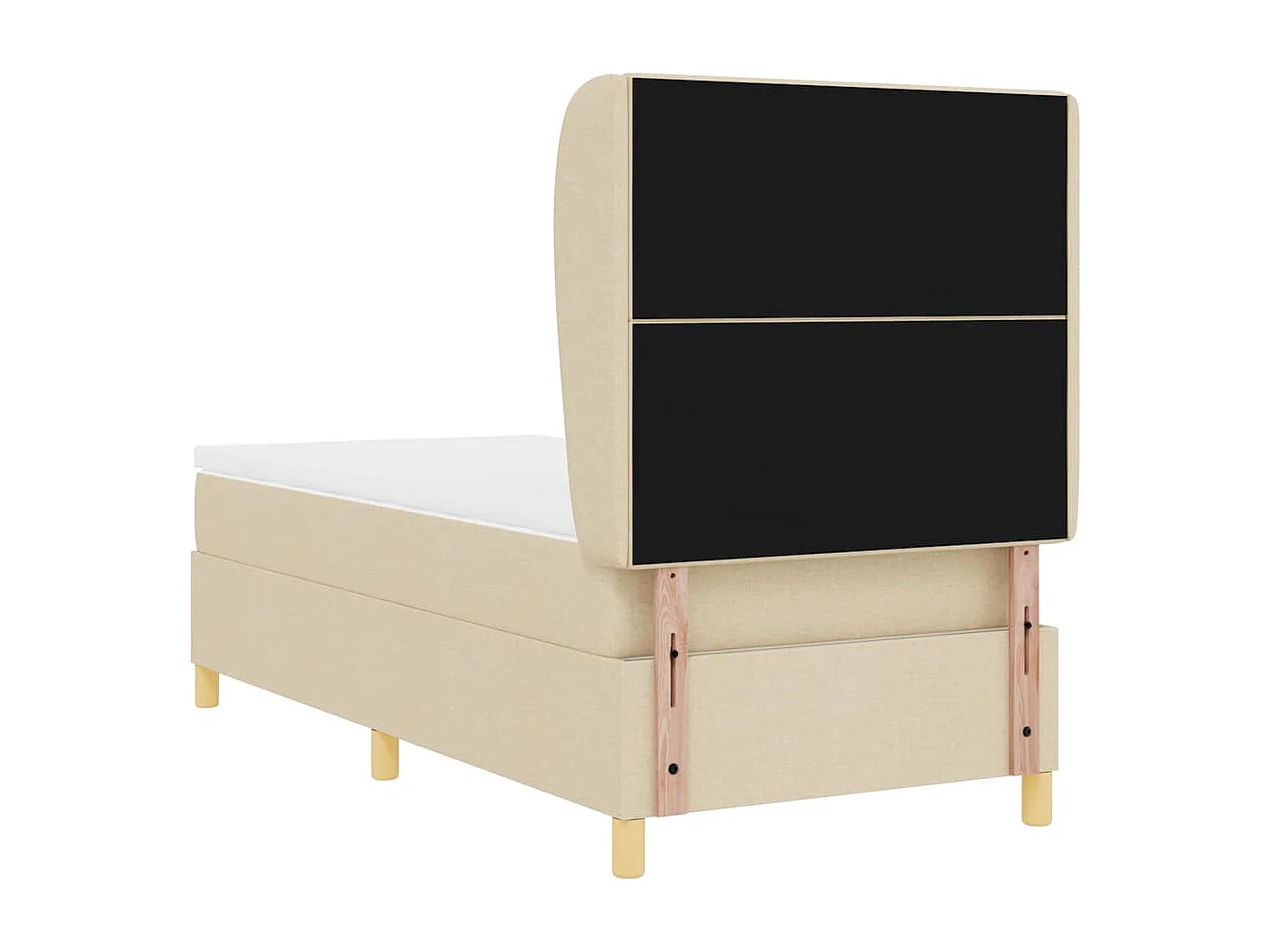 Cama con Somier y Colchón Gris Oscuro 90x190 cm de Tela Crema