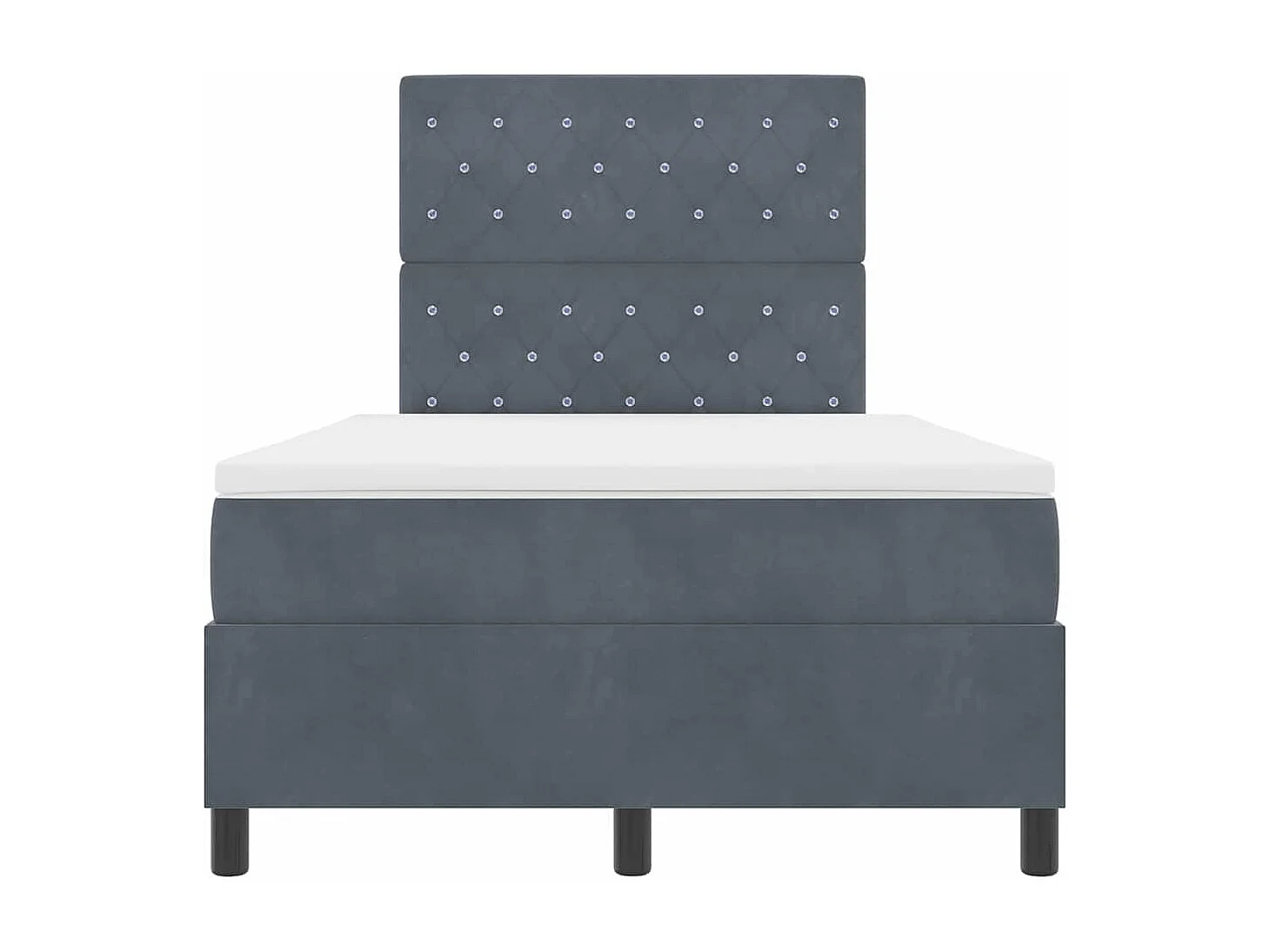 Cama Box com colchão Cinza Escuro 120 x 200 cm Veludo