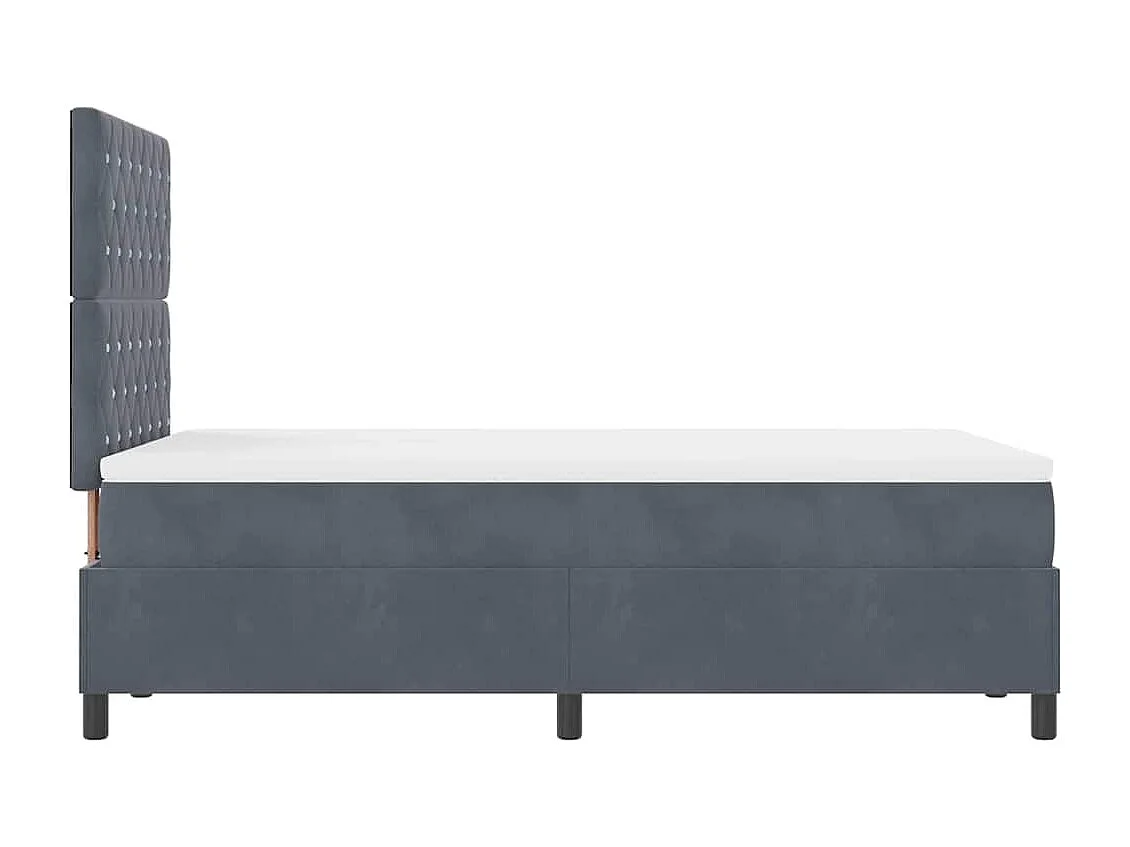Cama Box com colchão Cinza Escuro 120 x 200 cm Veludo