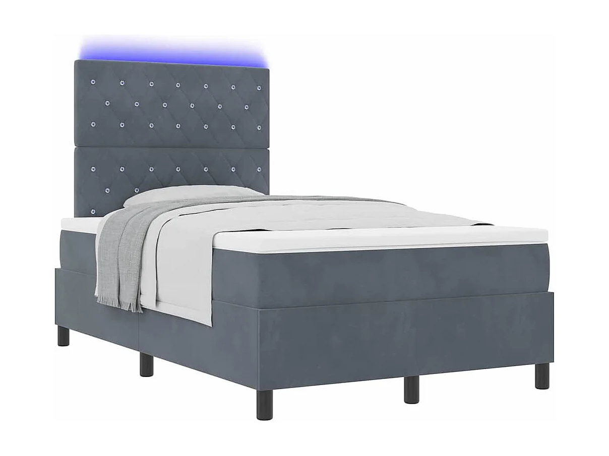 Cadre de lit avec matelas Gris foncé 120 x 200 cm Velours
