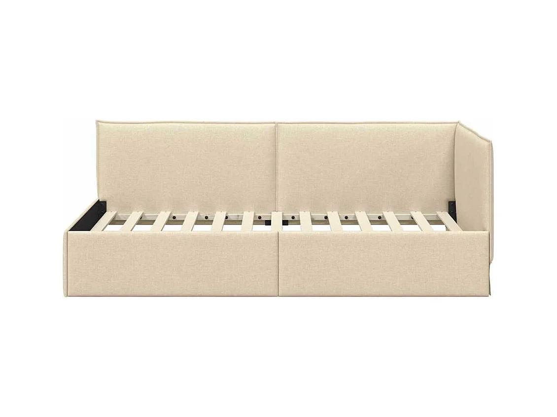 Cadre de lit d'angle avec tête de lit Crème 80 x 200 cm tissu