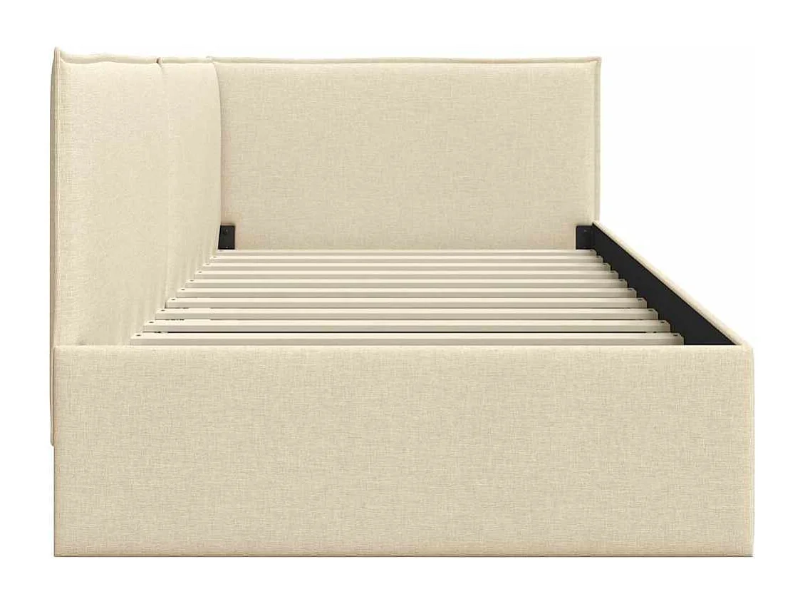 Cadre de lit d'angle avec tête de lit Crème 80 x 200 cm tissu