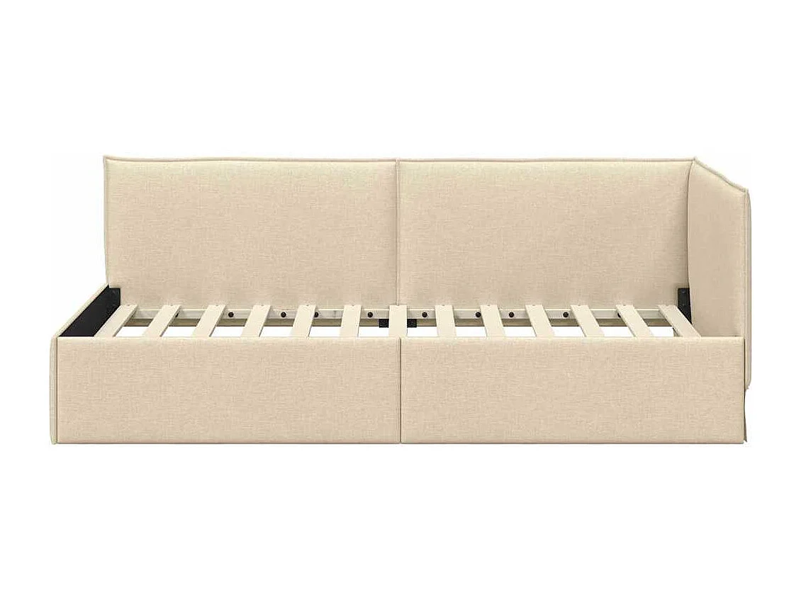 Estrutura de Cama de Canto Creme 80 x 200 cm tecido