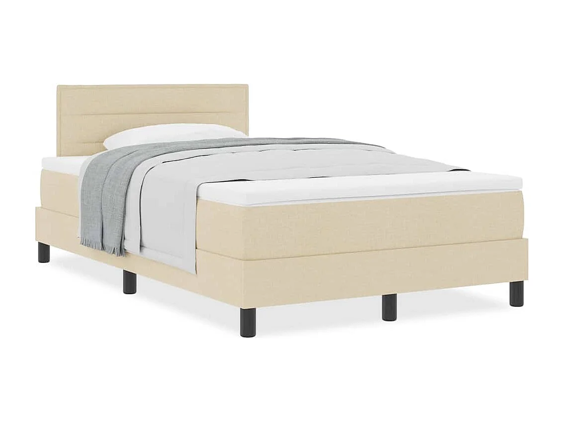 Cadre de lit avec matelas Crème 120 x 190 cm tissu