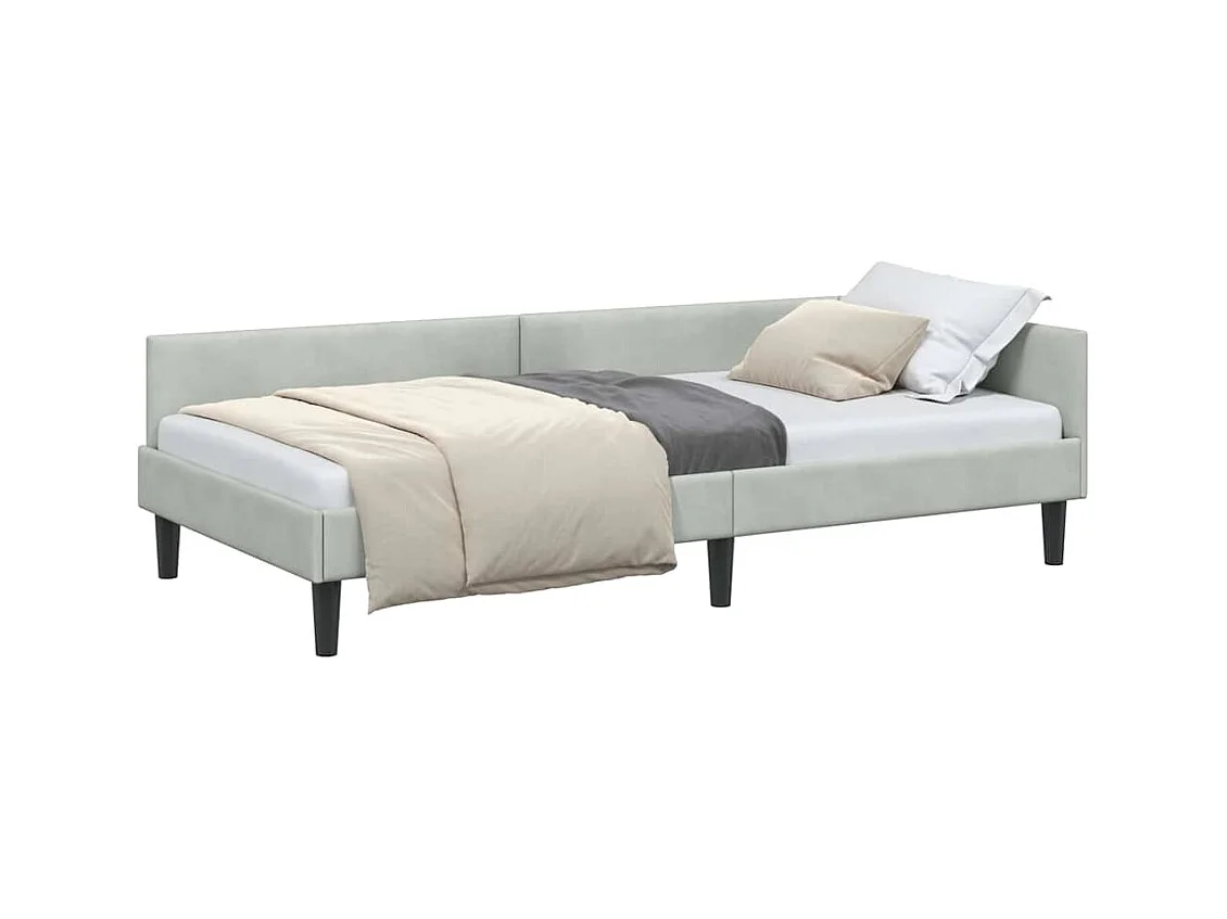 Cadre de lit d'angle avec tête de lit Gris clair 90 x 200 cm