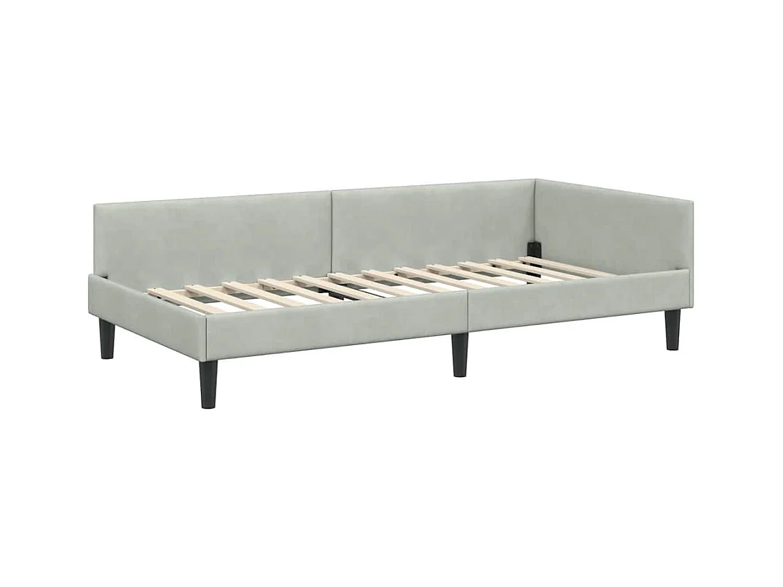 Cadre de lit d'angle avec tête de lit Gris clair 90 x 200 cm