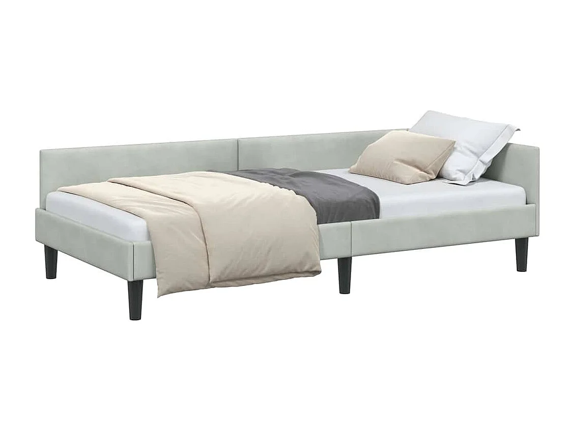 Cadre de lit d'angle avec tête de lit Gris clair 90 x 200 cm