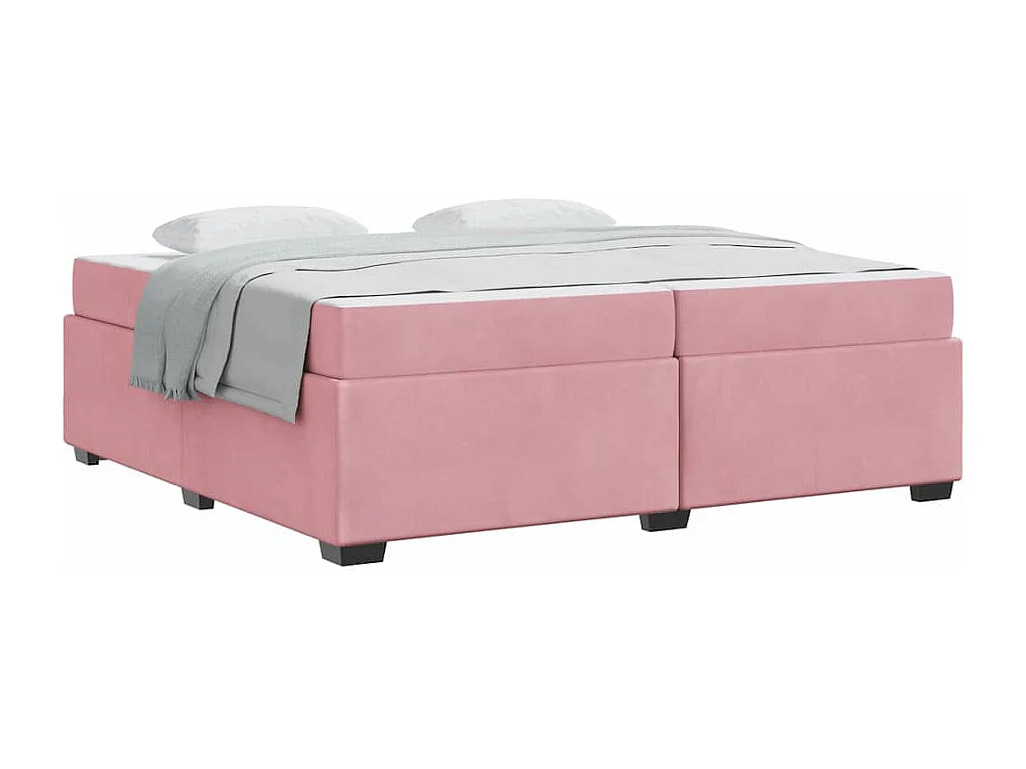 Estructura de cama con colchón Rosa 200 x 200 cm Terciopelo