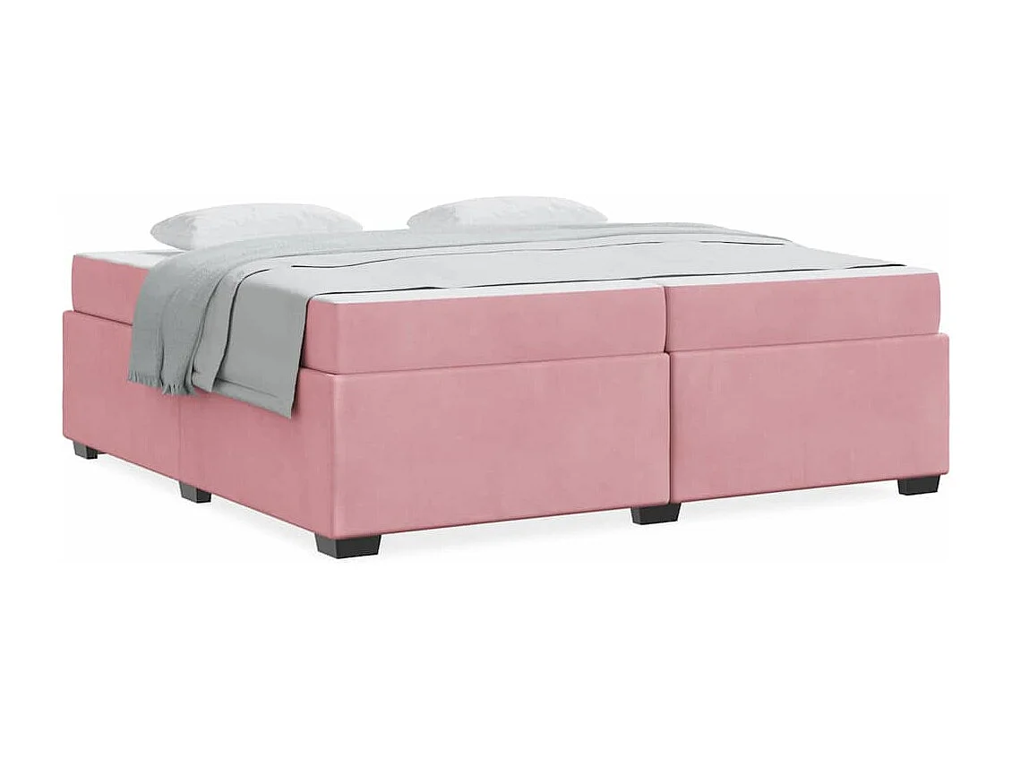 Estructura de cama con colchón Rosa 200 x 200 cm Terciopelo
