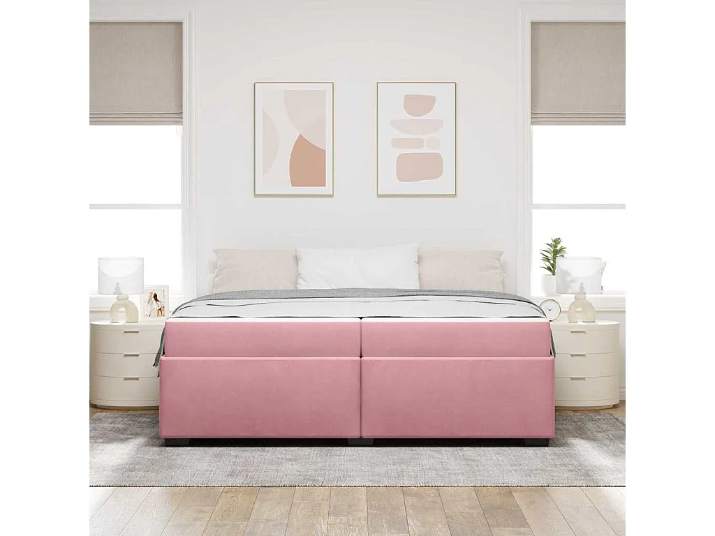 Estructura de cama con colchón Rosa 200 x 200 cm Terciopelo