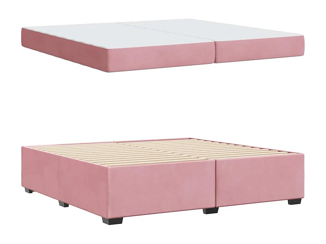 Estructura de cama con colchón Rosa 200 x 200 cm Terciopelo