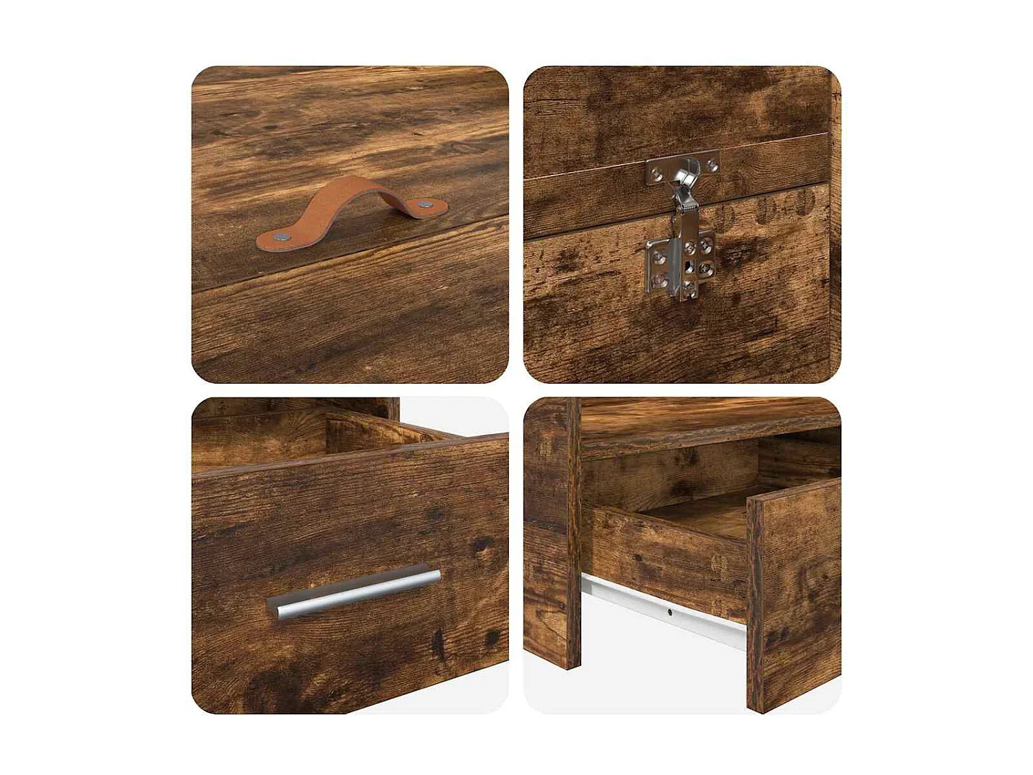 Cama con almacenamiento con cabecera Roble ahumado 180 x 200 cm