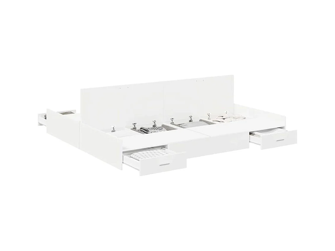 Cadre de lit avec rangement avec tête de lit Blanc 180 x 200 cm