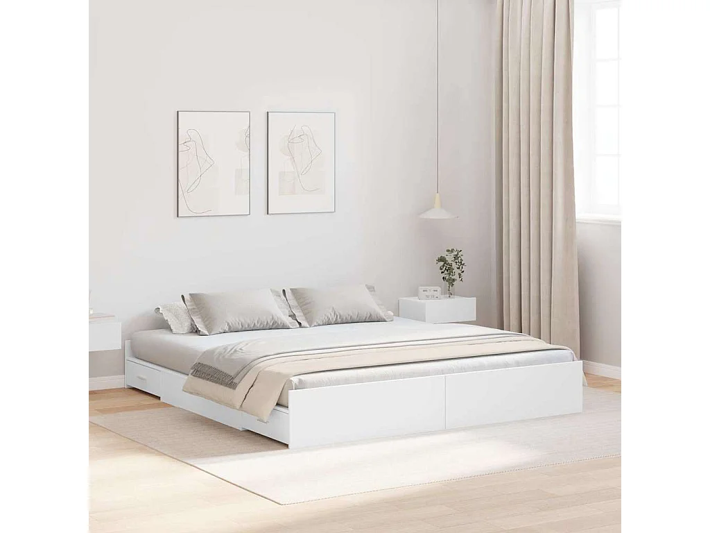 Cadre de lit avec rangement avec tête de lit Blanc 180 x 200 cm