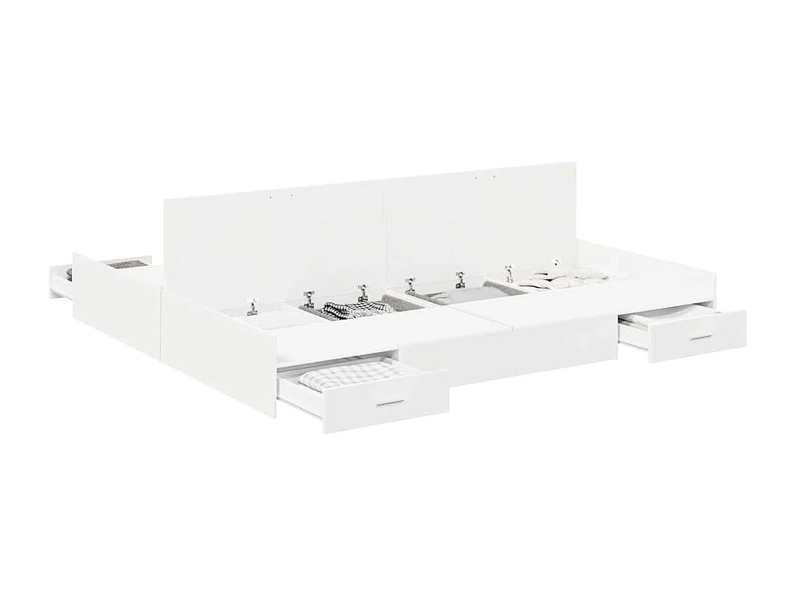 Cadre de lit avec rangement avec tête de lit Blanc 180 x 200 cm