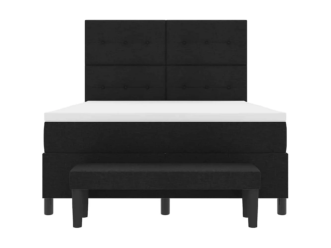 Cama tipo Box Spring con colchón Negro 140 x 200 cm tela