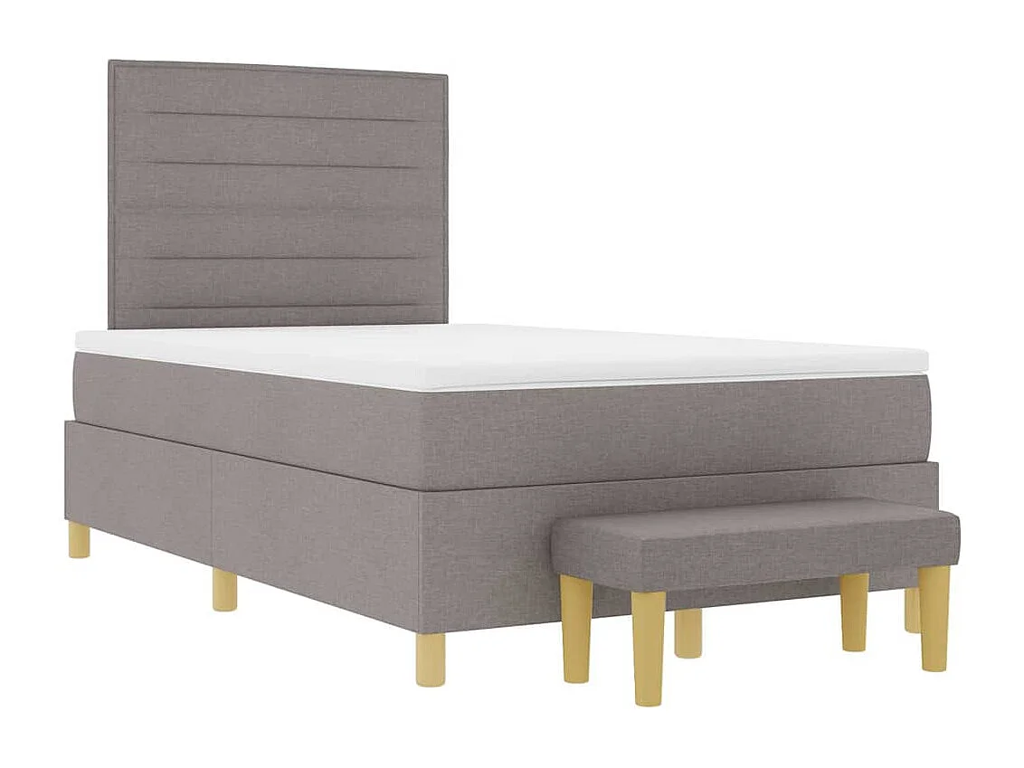 Cama tipo Box Spring con colchón Taupé 120 x 200 cm tela