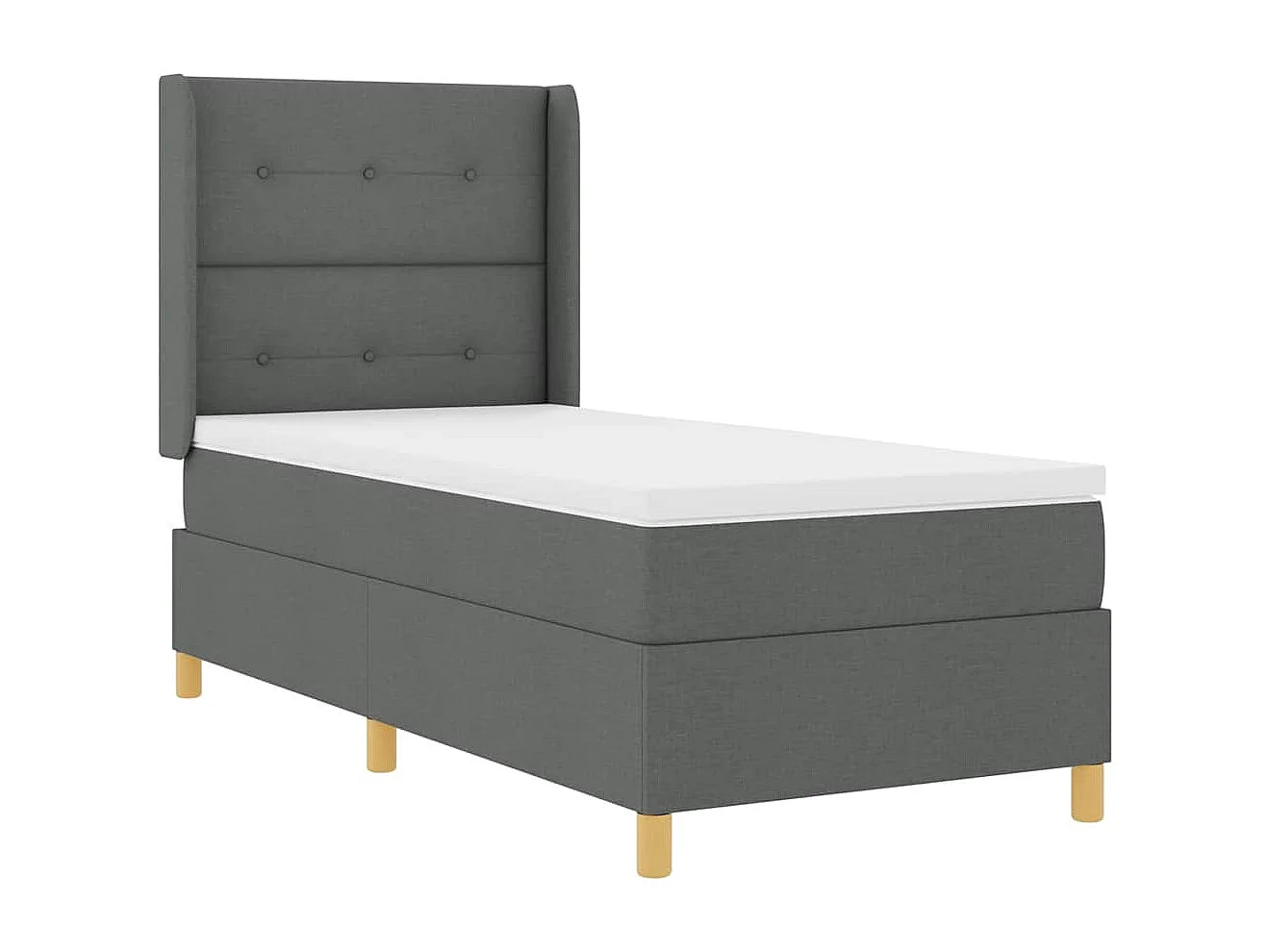 Cama con Somier con colchón Gris oscuro 90 x 190 cm tela