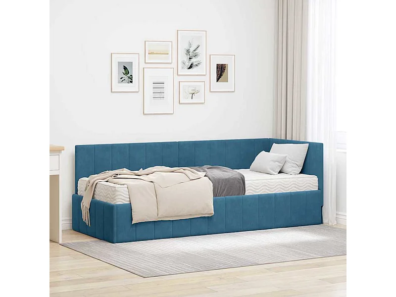 met matras met hoofdeinde Blauw 80 x 200 cm Fluweel
