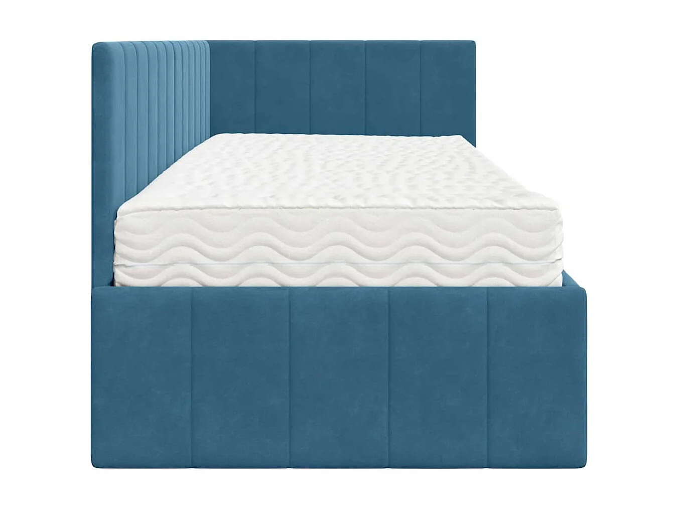 Estrutura de Cama de Canto com colchão Azul 80 x 200 cm Veludo