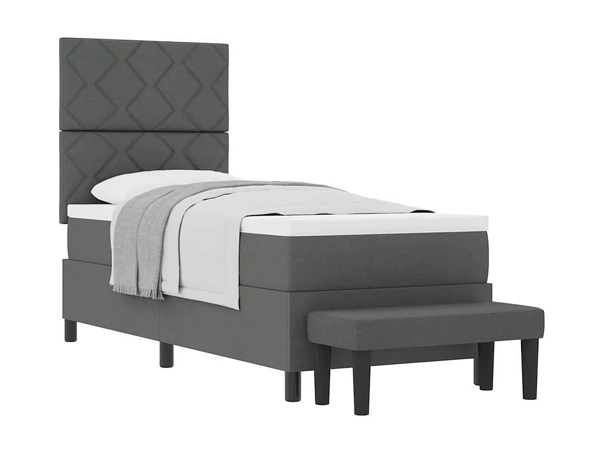 Cama tipo Box Spring con colchón Gris oscuro 80 x 200 cm tela