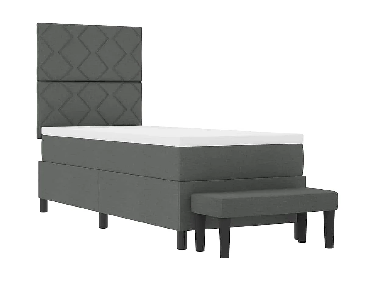 Cama tipo Box Spring con colchón Gris oscuro 80 x 200 cm tela