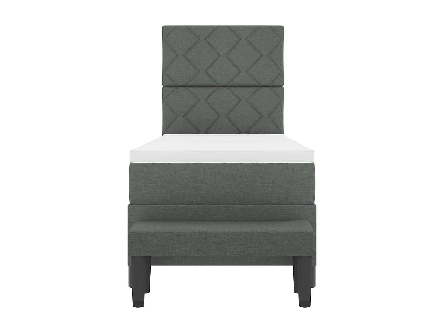 Cama tipo Box Spring con colchón Gris oscuro 80 x 200 cm tela