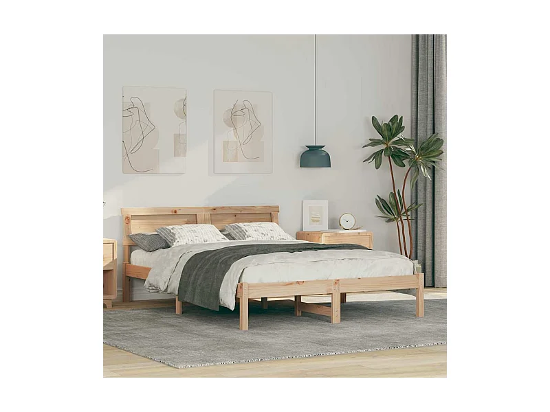 Estructura de cama Marrón 135 x 190 cm Madera maciza de pino