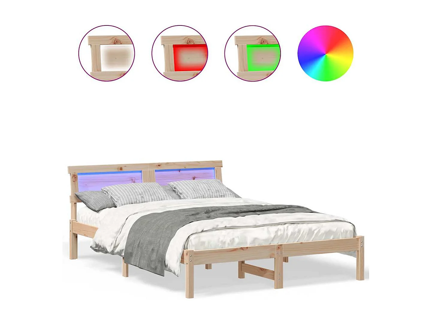 Bedframe met hoofdeinde Bruin 135 x 190 cm Massief grenenhout