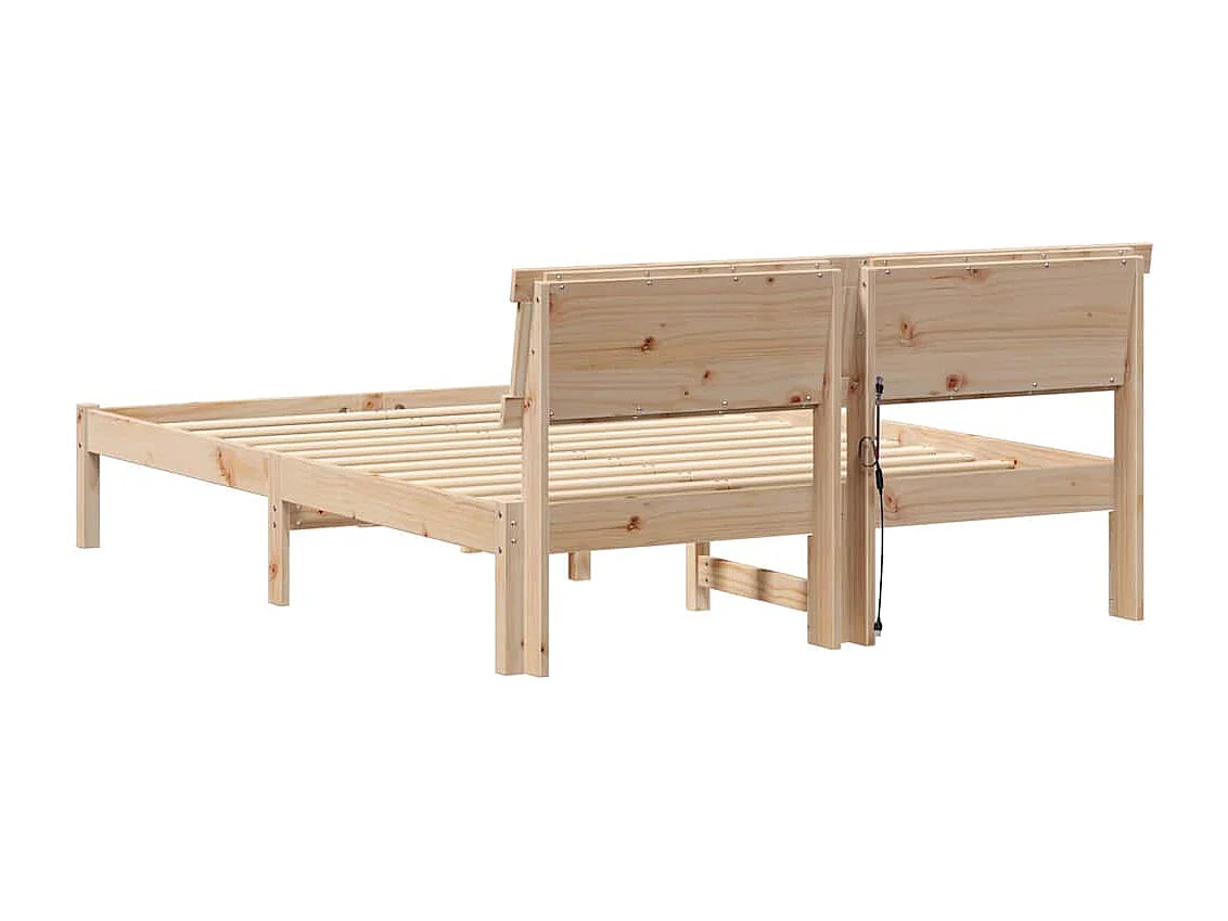 Bedframe met hoofdeinde Bruin 135 x 190 cm Massief grenenhout