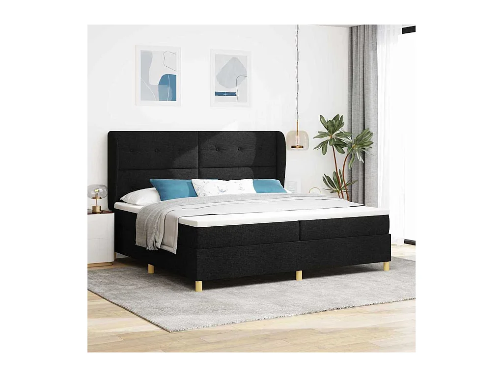 Cadre de lit avec matelas gris foncé 90x190 cm Noir