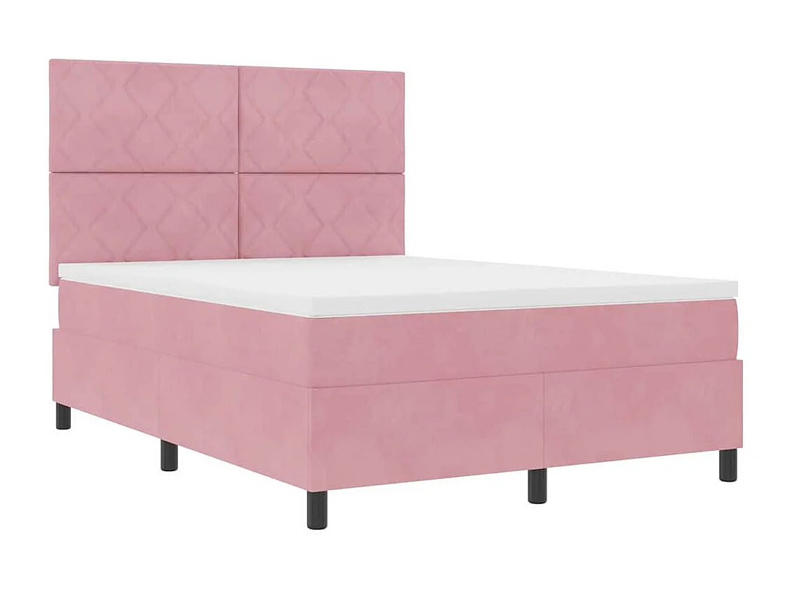 Cama tipo Box Spring con colchón Rosa 160 x 200 cm Terciopelo