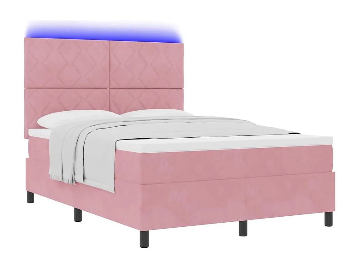 Cama tipo Box Spring con colchón Rosa 160 x 200 cm Terciopelo