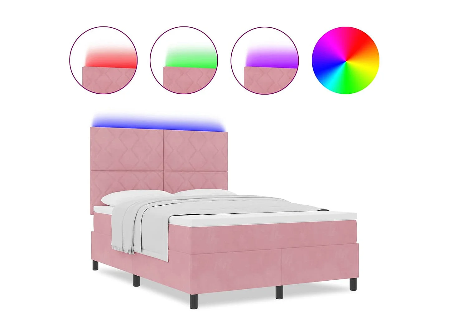 Cama tipo Box Spring con colchón Rosa 160 x 200 cm Terciopelo