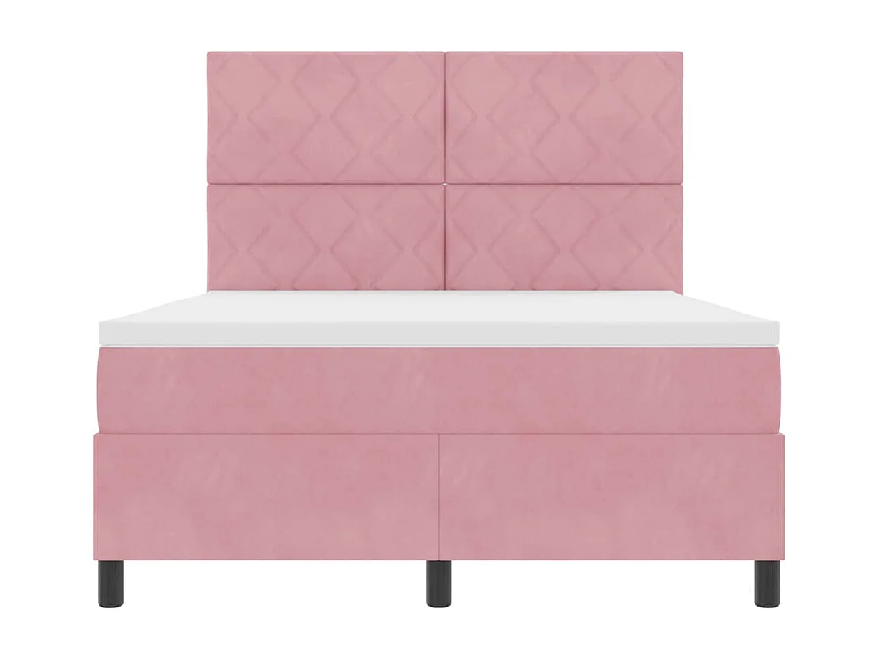 Cama tipo Box Spring con colchón Rosa 160 x 200 cm Terciopelo