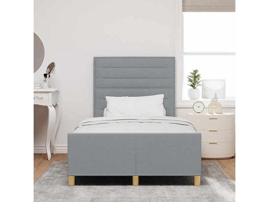 Estrutura da Cama Cinzento-claro 120 x 200 cm tecido