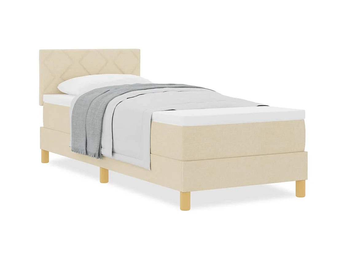 Cadre de lit avec matelas avec matelas Crème 80 x 200 cm tissu