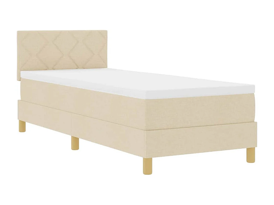 Cadre de lit avec matelas avec matelas Crème 80 x 200 cm tissu